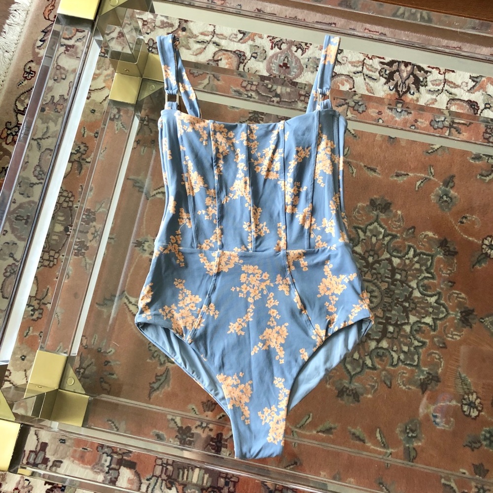 Revel Rey Blue Botanical Hunter One-Piece Swimsuit - Picture 10 of 16